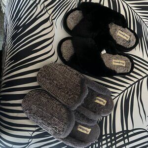 2 NEW Pairs of DEARFOAM Slippers 1pr. Black 1pr.Gray Both Size Large / 9-10